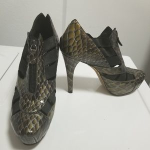 Donna Karan python platform booties 36.5